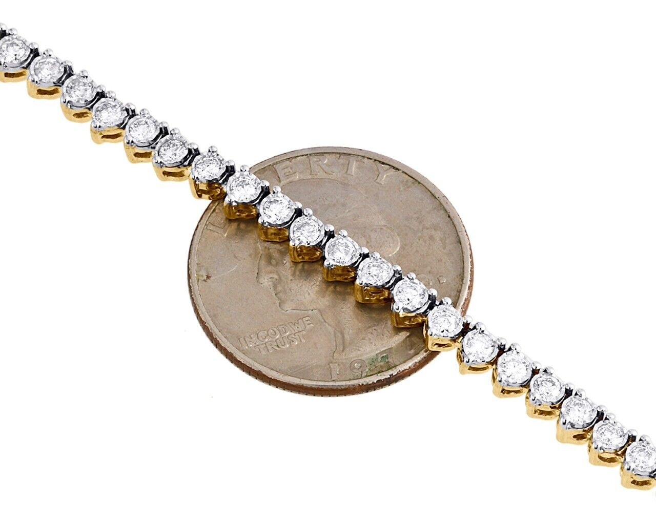 10k Solid Tennis Ice Chain Real Gold 18 Inch Necklace 4mm Genuine 1.50CT Diamond