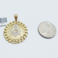 Real 10k Yellow Gold Masonic Charm 1.5'' inches Pendant 10kt for Chain