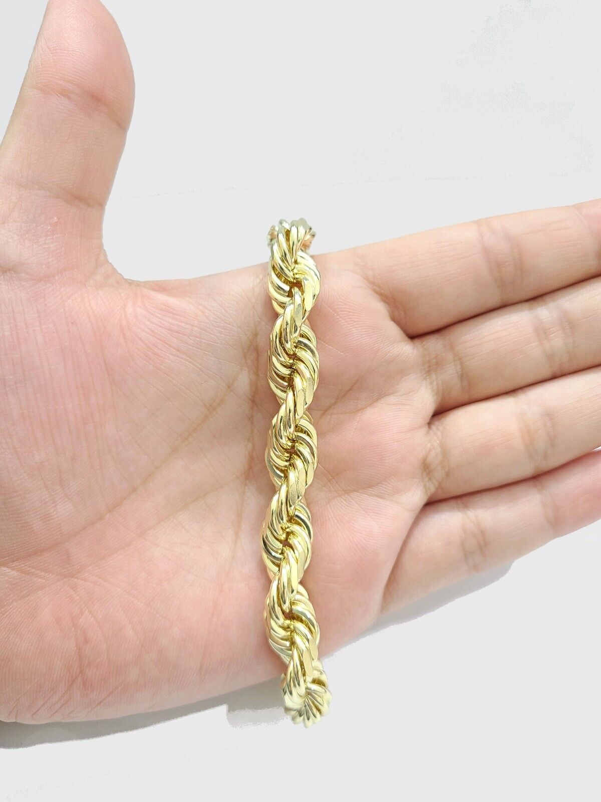 Real 10K Yellow Solid Gold 10mm Rope Bracelet 9'' inch 10kt unisex