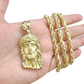 10k Gold Jesus Head Charm Rope Chain Necklace 6mm 20'' Set & Pendant 10kt REAL