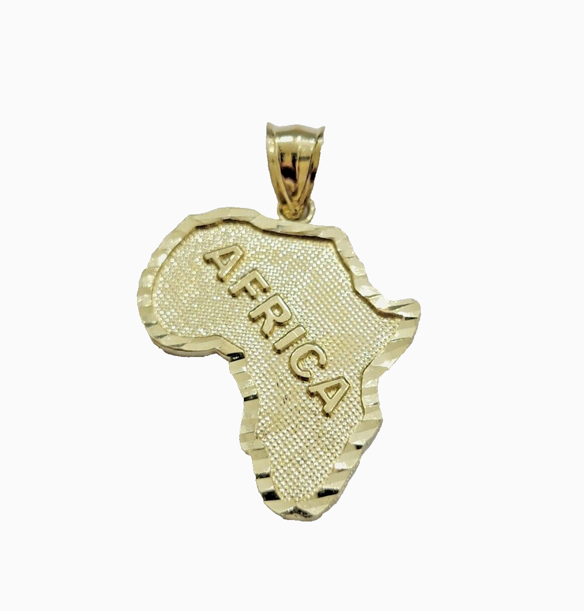 10k Yellow Gold Africa Map Charm Rope Chain 26 Inch Necklace Pendant SET SALE