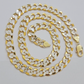 Real 10k Yellow Gold Chain Curb Link Necklace 10mm 22 Inch Diamond Cut Two-tone