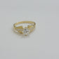 Real 10k Yellow Gold Ladies Ring Wedding  Engagement Band 10kt Gold & Solitaire