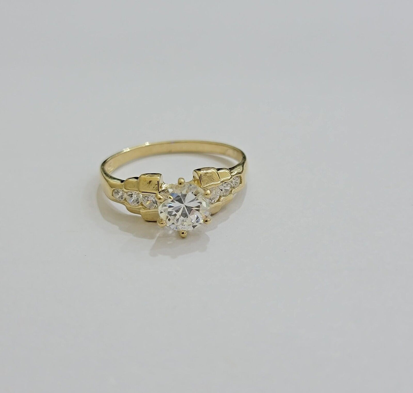 Real 10k Yellow Gold Ladies Ring Wedding  Engagement Band 10kt Gold & Solitaire