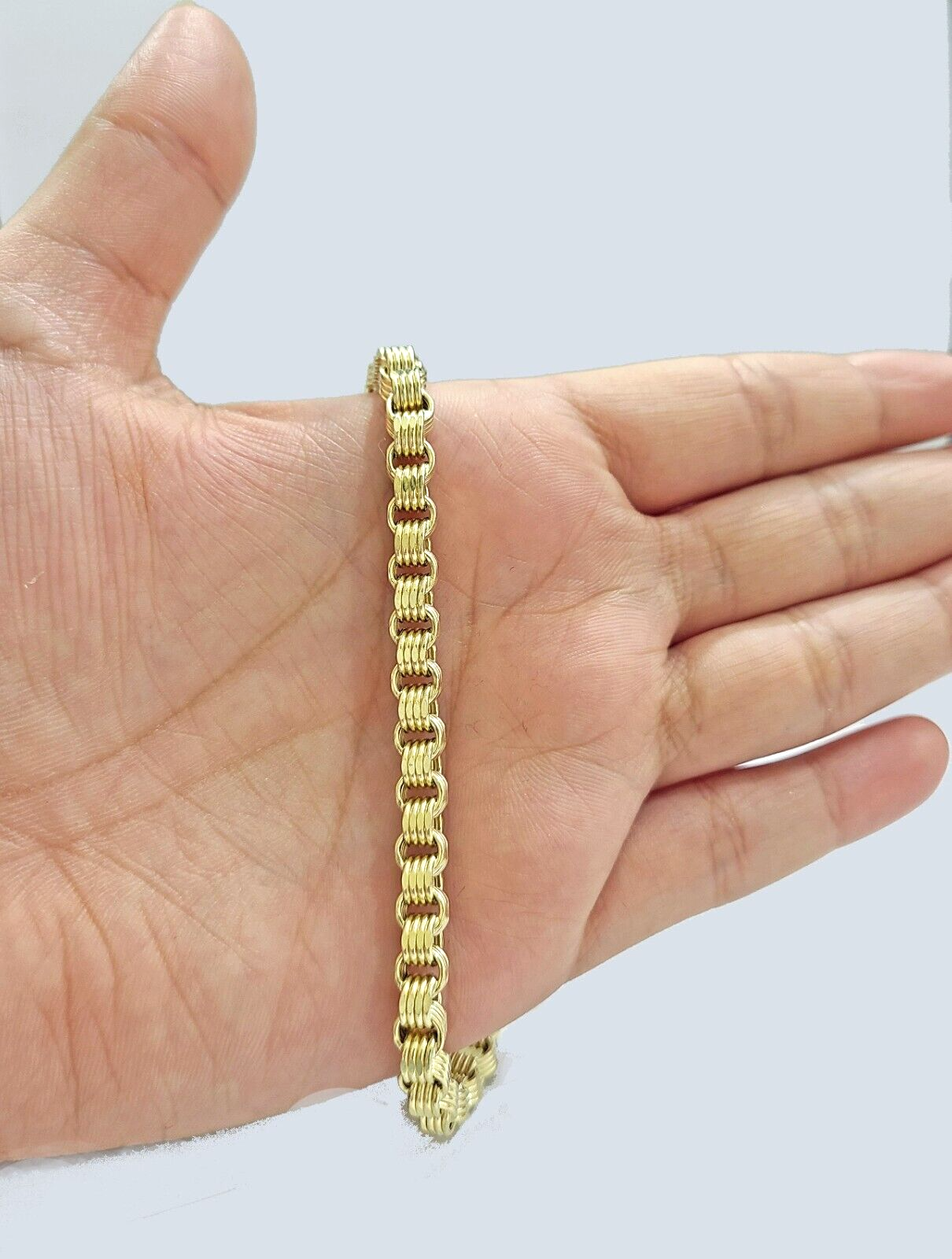 Real 10k Yellow Gold 5mm Box Byzantine Bracelet 8" inch 10kt Unisex Men Women