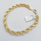 Real 10k Yellow Gold rope Bracelet 6.5mm 8" lobster lock 10kt new for men