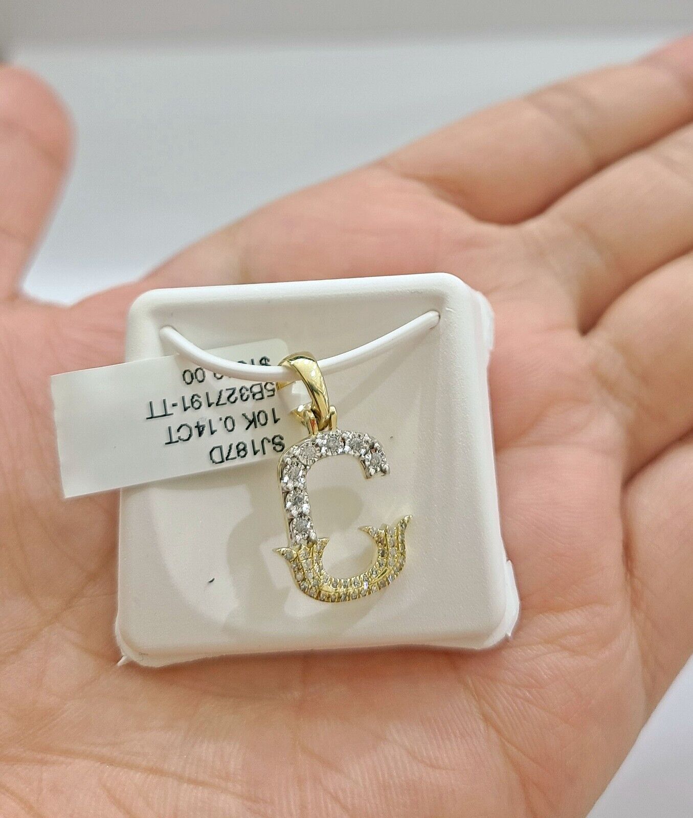 Real 10K Yellow Gold Initials Diamond Cut Charm A-Z Pendant  Alphabets