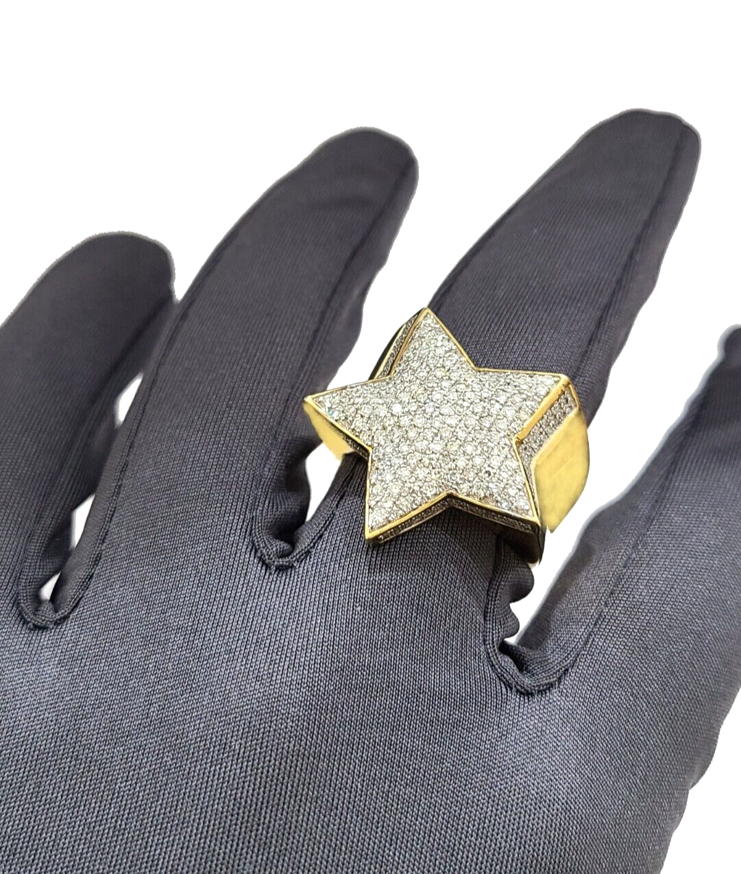 Real 10k Yellow Gold Diamond Star Ring Band Genuine 1.34CT Diamonds 10kt Size 10