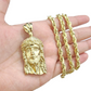 10k Gold Jesus Head Charm Rope Chain Necklace 6mm 30'' Set & Pendant 10kt REAL