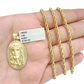 10k Gold Circular Jesus Head Charm Rope Chain Necklace 3mm 26'' Set Pendant 10kt