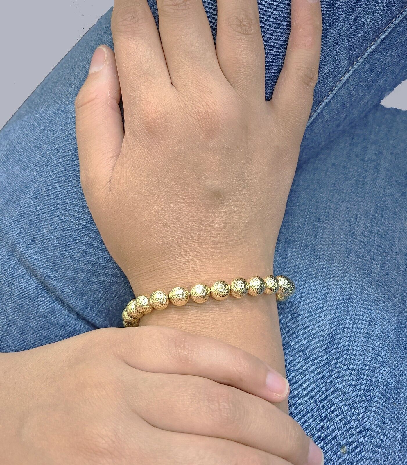 Real 10k Yellow Gold 9mm Moon Cut Bracelet 8''inch 10kt Unisex