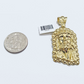 Real 10k Gold Jesus Head Charm Pendant 2'' Inch 10KT Yellow Gold