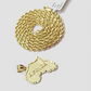 10k Yellow Gold Africa Map Charm Rope Chain 18 Inch Necklace Pendant SET SALE
