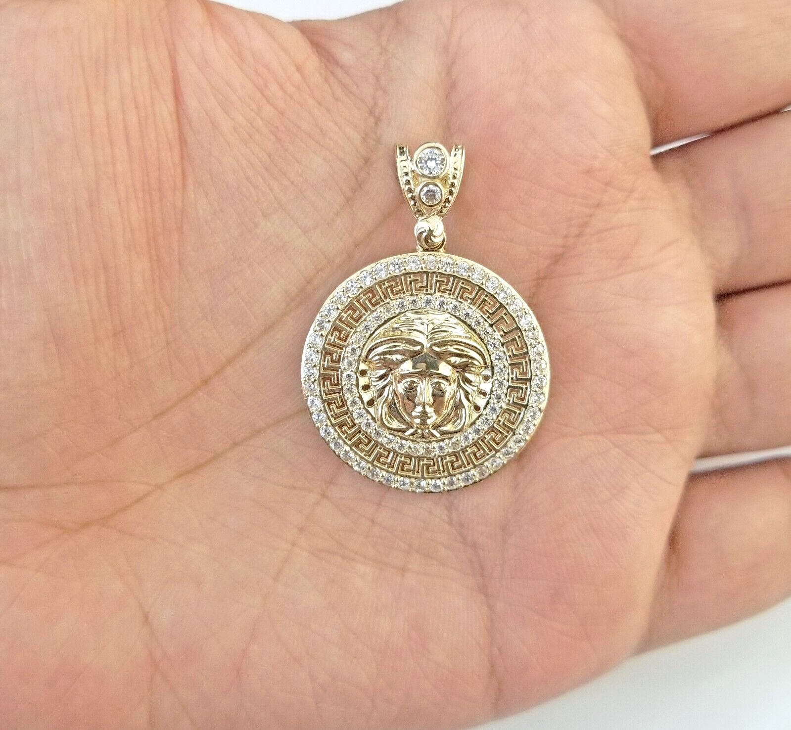 Real 10k Gold Circular Charm 10kt Yellow Gold Pendant Men Women – GBJ