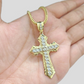 Real 10k Yellow Gold Franco Chain 2.5mm 18" inch Necklace Jesus Cross Charm 10kt