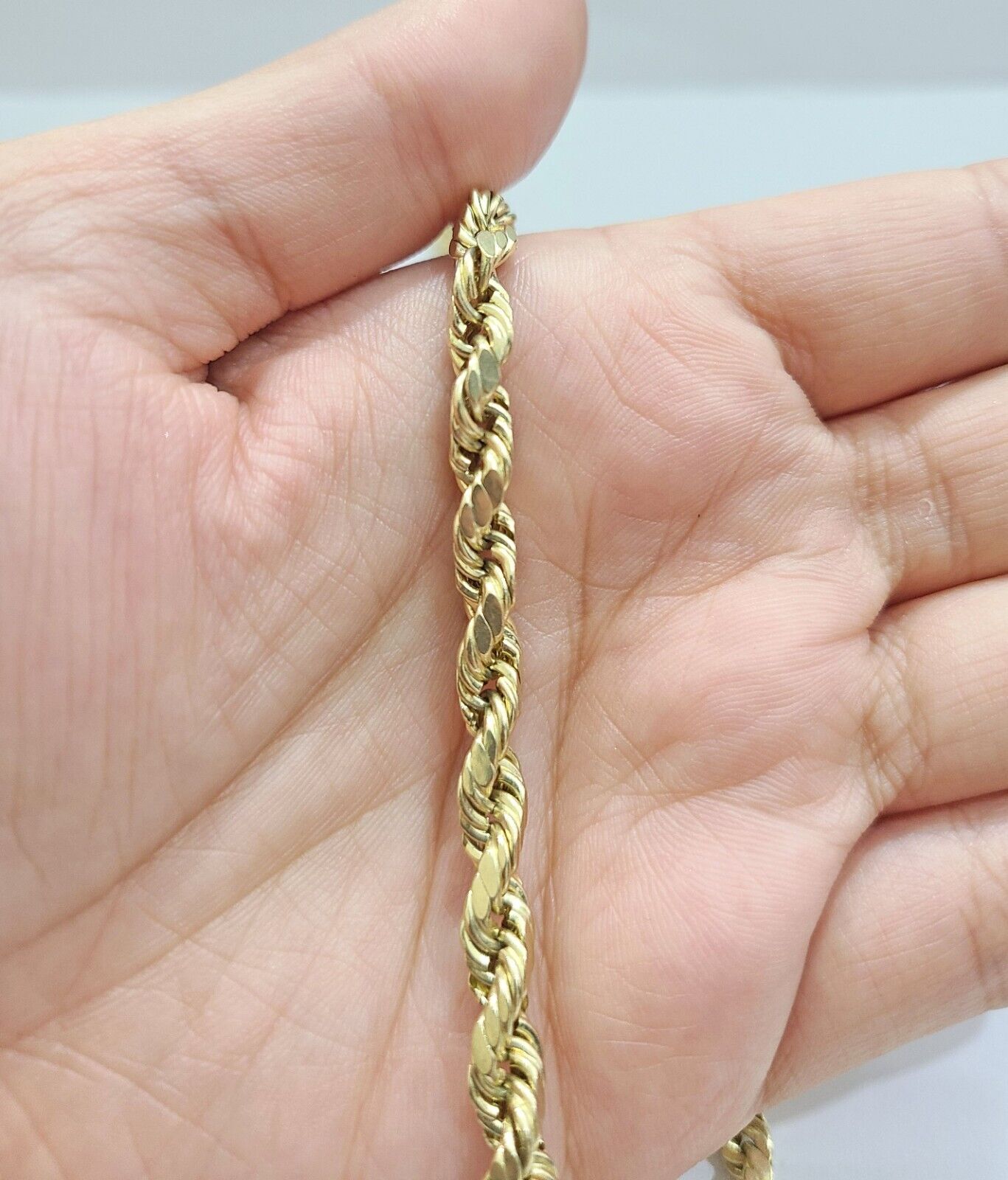 Real 10k Yellow Gold Necklace Rope Chain 6mm 30" inch 10kt Men's Chain For Charm