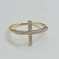 10k Yellow Gold Ring Ladies size 7 Real 10kt Cross Ring With Stones For Women