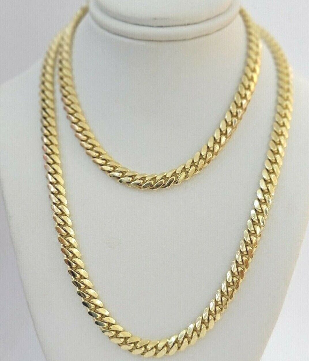 Real 14k Yellow Gold Miami Cuban Link Chain 6mm 20" Necklace 14kt solid Box lock