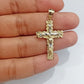 Real 14k Yellow Gold Jesus Crucifix Nugget Cross Charm Pendant 1.5"  inch