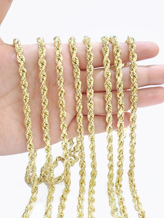 Real 10K Yellow Gold Rope Chain 6mm  Necklace  20-30'' Inches Lobster Lock 10kt