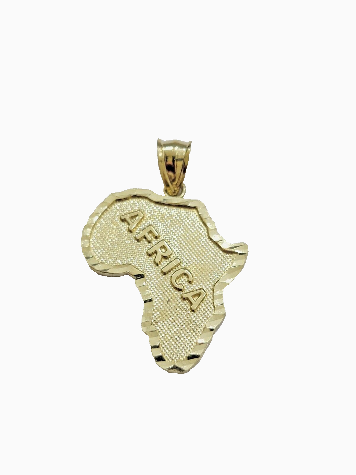 10k Yellow Gold Africa Map Miami Cuban Chain Charm Pendant 18 Inch Necklace SALE
