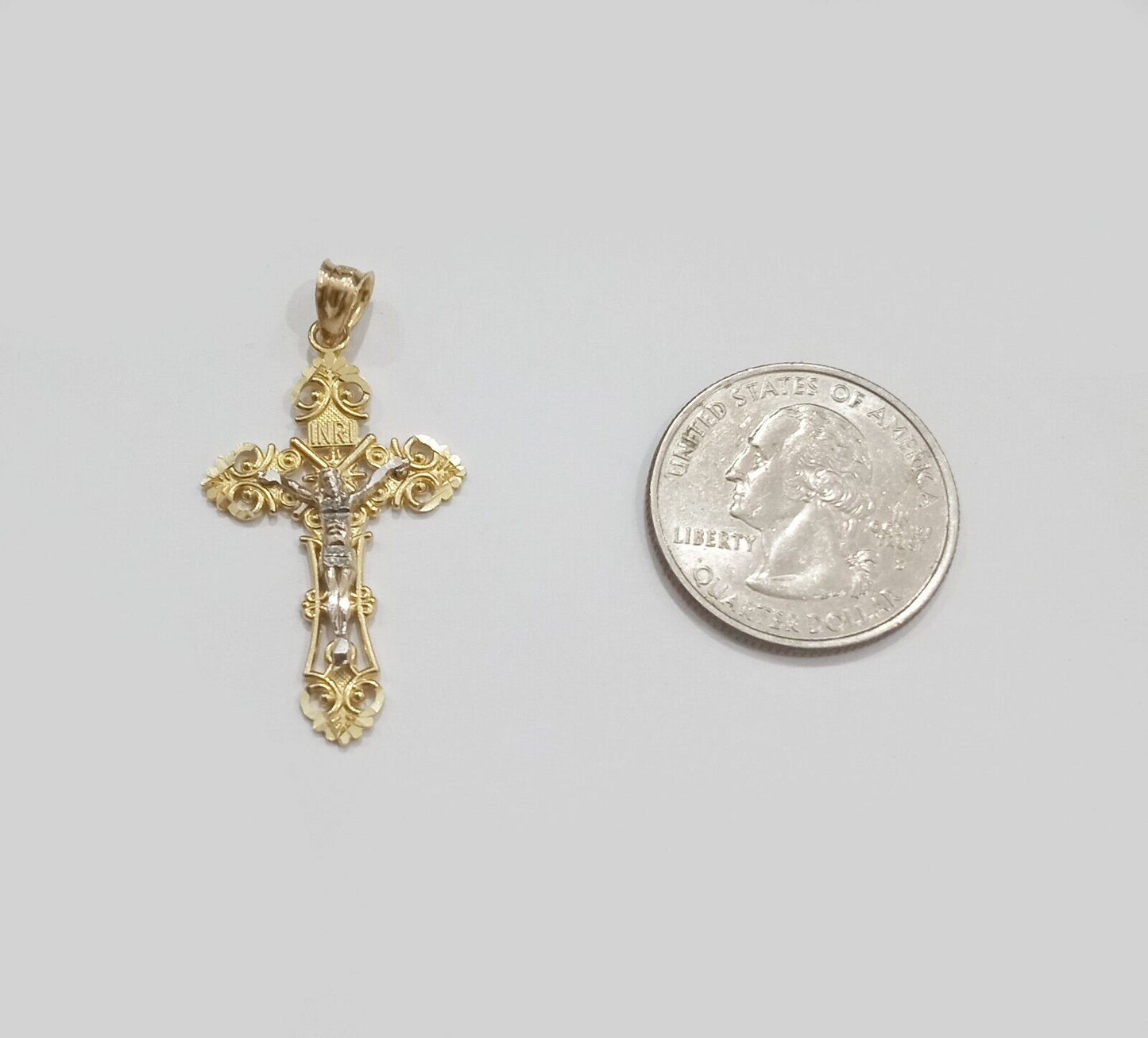 Real 10k Yellow Gold Jesus Crucifix Cross Charm Pendant Men Women 10kt Gold