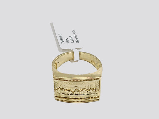 Real 10k Yellow Gold Last Supper Ring Band Size 9.5 10kt Gold