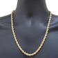 Real 14k Yellow Gold Necklace Rope Chain 5mm 22" inch 14kt Men's Chain For Charm