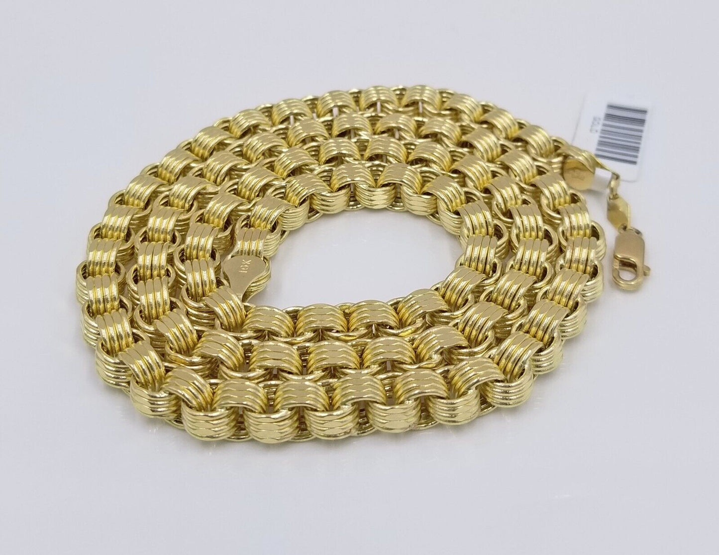 Real 10k Yellow Gold Box Byzantine Necklace 6mm 24" inch For Men 10kt Chain