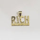 Real 10k Yellow Gold Rich Or Nothing Diamond Cut Charm Pendant 10kt Gold