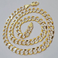 Real 10k Yellow Gold Chain Curb Link Necklace 10mm 22 Inch Diamond Cut Two-tone