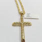 Real 10k Gold Rope Chain Cross Pendant, 3mm Necklace 20" inch With Charm, 10kt