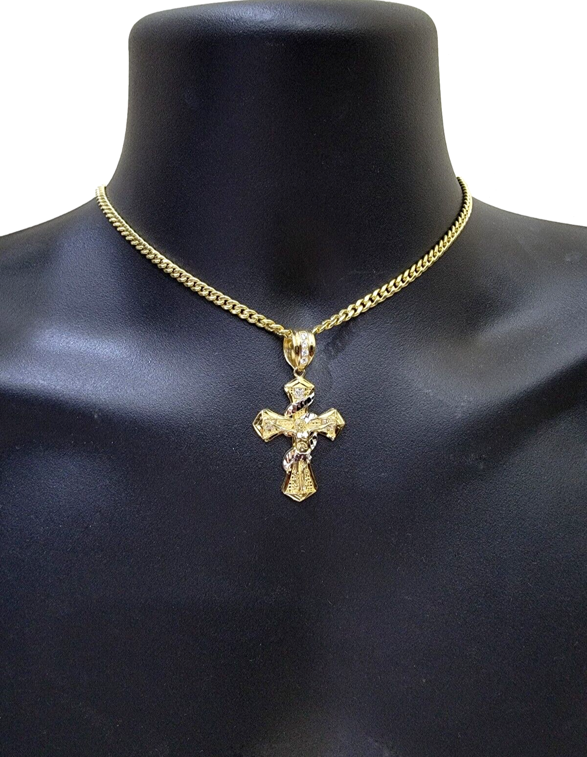 14k Gold Cross Charm Miami Cuban Link Chain 5mm 26'' Necklace 14kt Pendant SALE