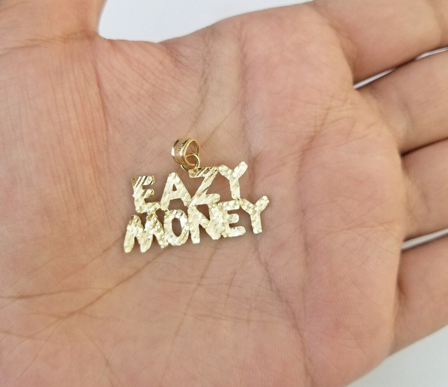 Real 10k Yellow Gold Eazy Money Charm Pendant 10kt for Chain