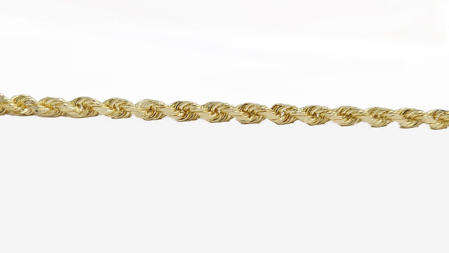 Real 14k Yellow Solid  Gold 3mm Rope  Bracelet 8.5'' inch 14kt Unisex