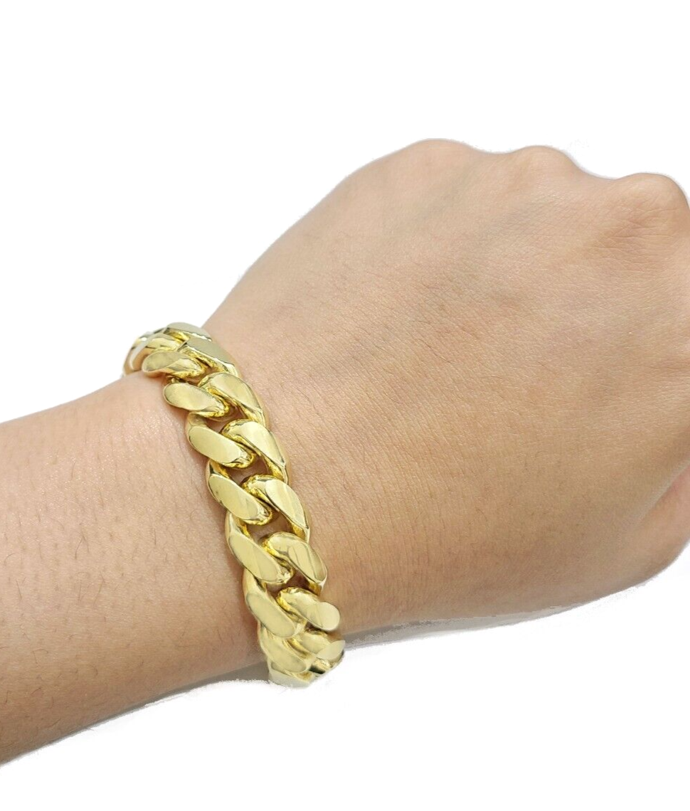 Real 14k Yellow Solid Gold 13mm Miami Cuban Bracelet 9.5'' inch 14kt Unisex