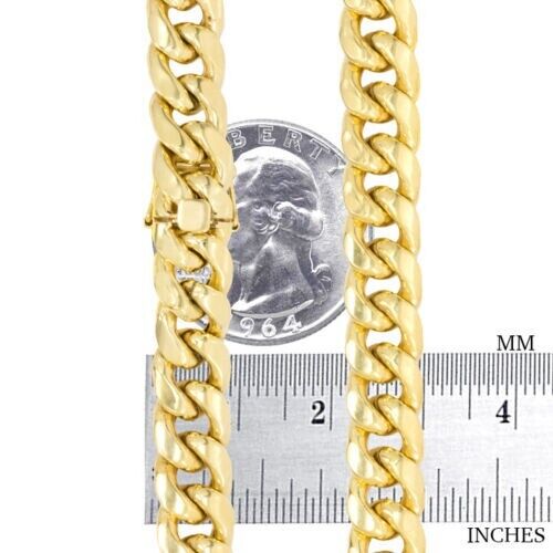 10k Yellow Gold Miami Cuban Link Bracelet 7.5" inch 9mm Real 10kt Kids &Ladies