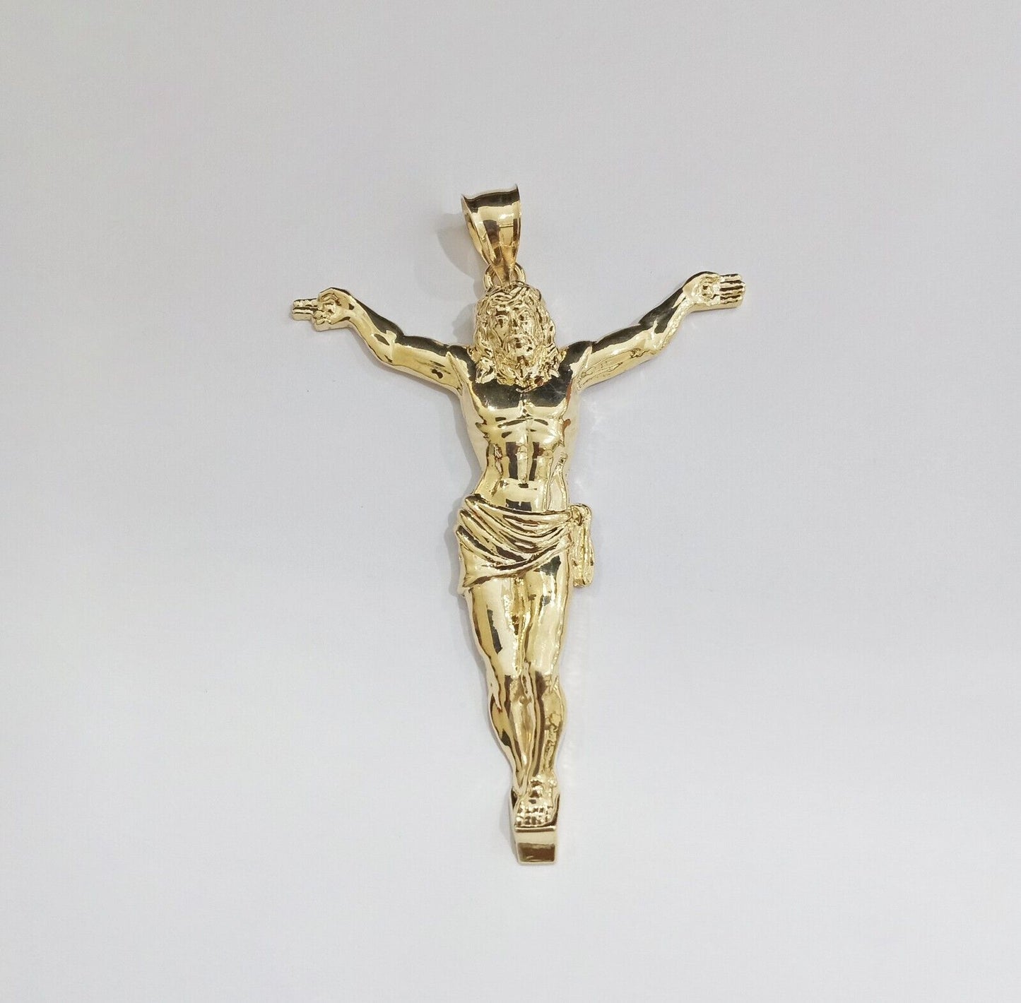 Real 10k Yellow Gold Jesus Crucifix Charm 10kt Pendant Men Women