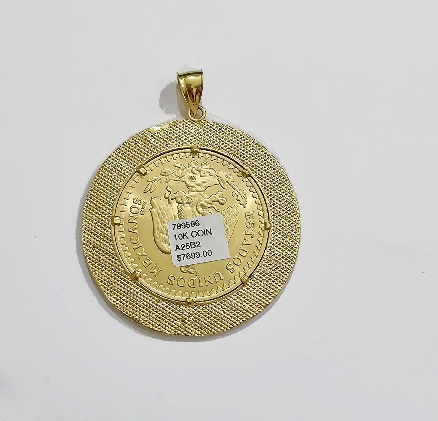 Centenario Coin Charm Solid 10k Yellow Gold 50 Pesos 1947 Centenaro With Bezel