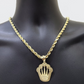 10k Yellow Gold Crown Charm Rope Chain 7mm 20'' Necklace Pendant 10kt Real SALE