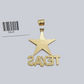 Real 10k Yellow Gold Texas Star Charm 1'' inches  Pendant 10kt for Chain