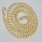 Real 10k Yellow Gold Chain Curb Link Necklace 8mm 18 Inch Diamond Cut Two-tone