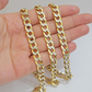 Real 10k Yellow Gold Chain Curb Link Necklace 8mm 18 Inch Diamond Cut Two-tone
