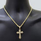 Real 10k Yellow Gold Cross Charm Rope Chain Necklace 4mm 24'' Pendant 10kt Jesus