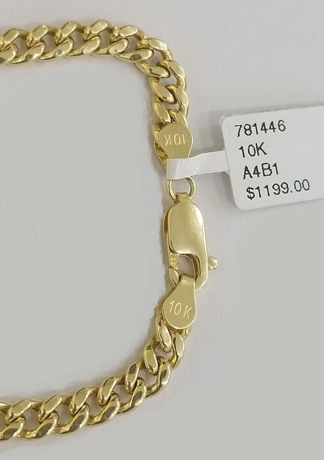 Real 10K Yellow Gold 4mm Double Link Chain sale Bracelet