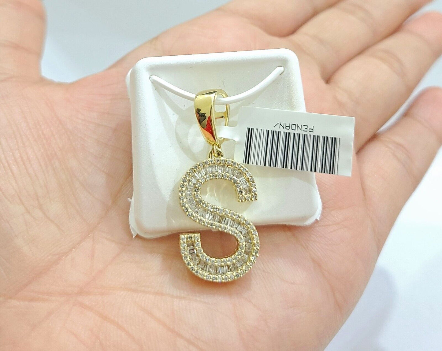 Real 10K Yellow Gold Alphabets Diamond Cut Charm A-Z Pendant  Initials