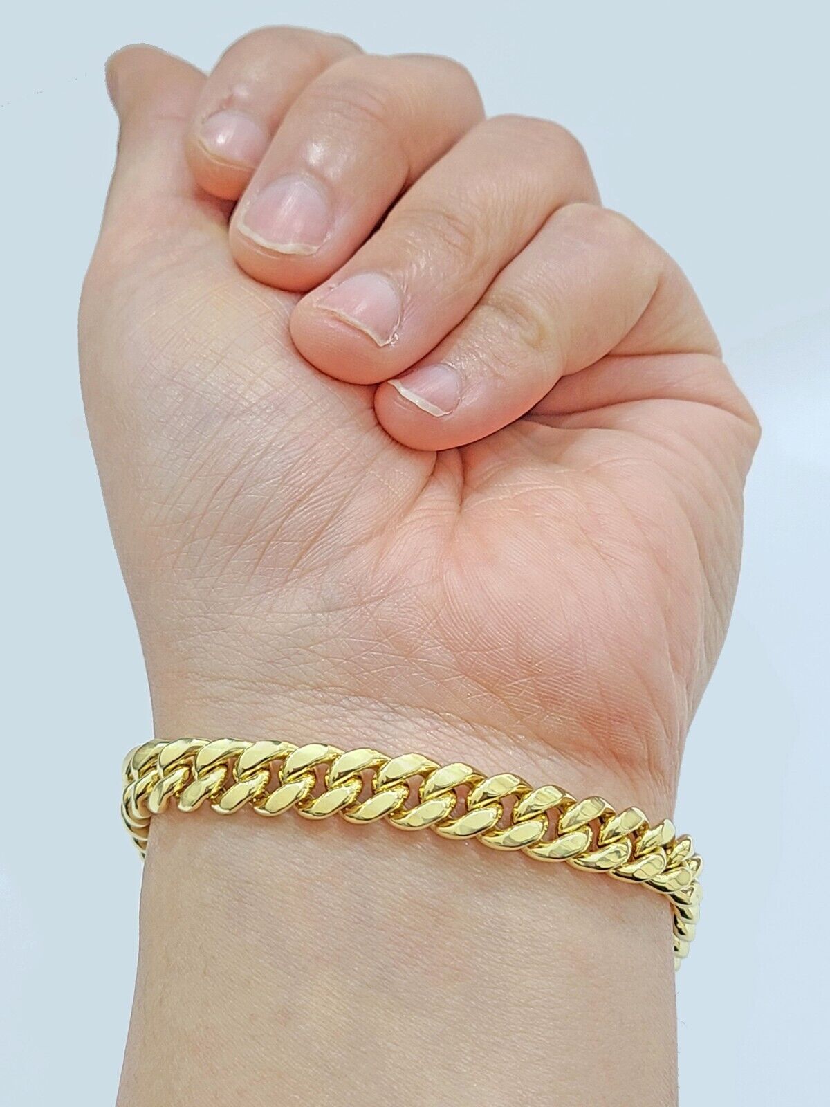 10k Yellow Gold Miami Cuban Link Bracelet 7" inch 8mm Real 10kt Kids and Ladies