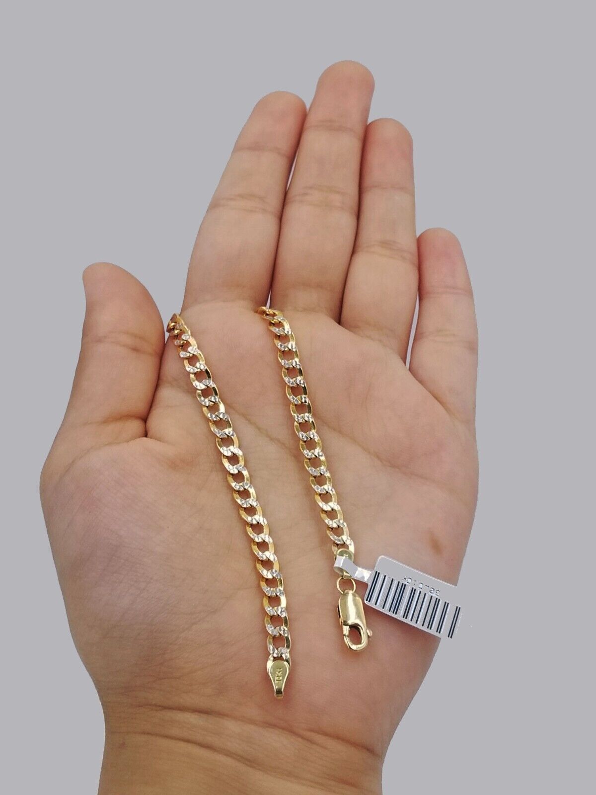 Real 10k Yellow Gold Cuban Curb link 4mm 8"  Bracelet Diamond Cut