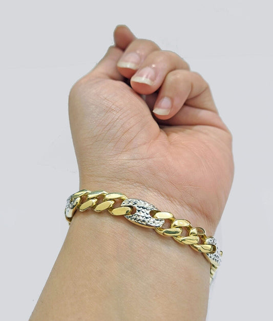 Real 10kt Yellow Gold Miami Cuban Mariner Link Bracelet Unisex 9'' 8mm