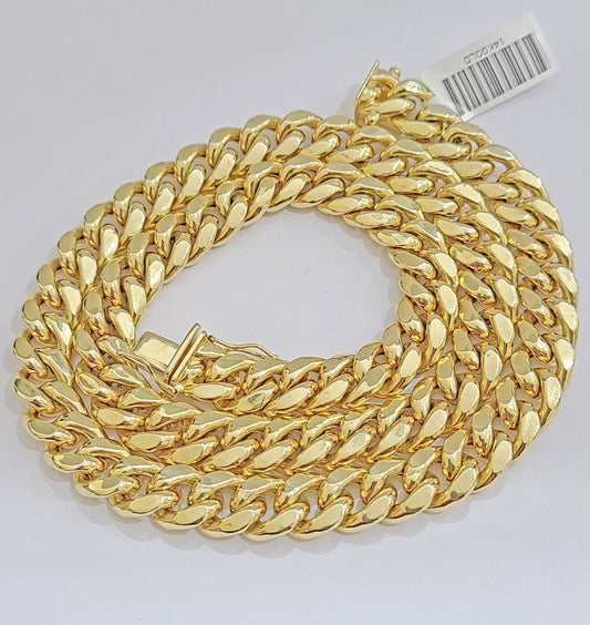 14k Yellow Gold Miami Cuban Link Chain 9mm 20" Necklace Box Lock 14kt Choker